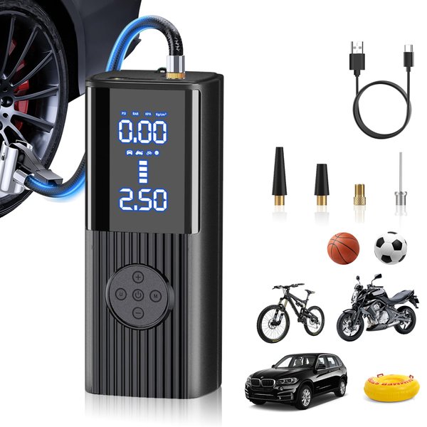 Sobtoe Tire Inflator Portable Air Compressor,20000mAh&180psi Portable Air Pump for Car Tires - Accurate Pressure LCD Display, Car tire air pump 4X Fast Inflation Air Compressor for Car,Motorcycle etc