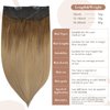Fshine Invisible Wire Hair Extensions Human Hair Ombre Fish Wire Extensions #10/14 Brown to Blonde Balayage Invisible Hair Extensions with Transparent Line 70g Headband Human Hair for Women 12 Inch