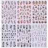 6 Sheets Autumn Nail Decals Fallen Leaves Flower Nail Art Stickers 3D Self-Adhesive Fall Maple Leaf Nail Stickers with Nail Tweezers Heart Floral Nail Decoration for Women Girls Manicure Nail Supplies