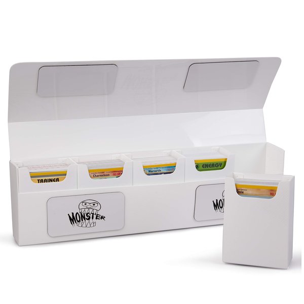 Monster Protectors The Hydra 5 Compartment Riveted Deck Box w Magnetic Closure- Card Case Holds Five Decks- Fits All Standard and Smaller Size MTG and TCGs - White