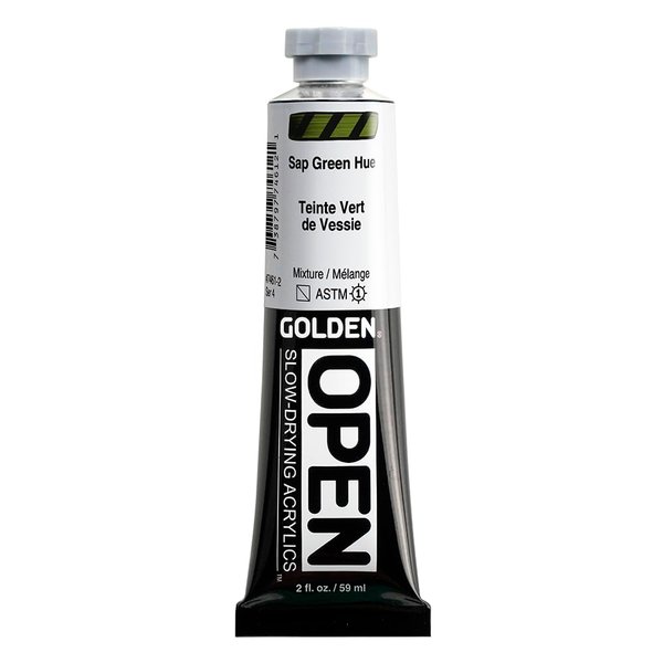 OPEN Slow-Drying Acrylics by GOLDEN, Sap Green Hue, 2 fl oz. tube, Professional Acrylic Paint, Semi-Transparent