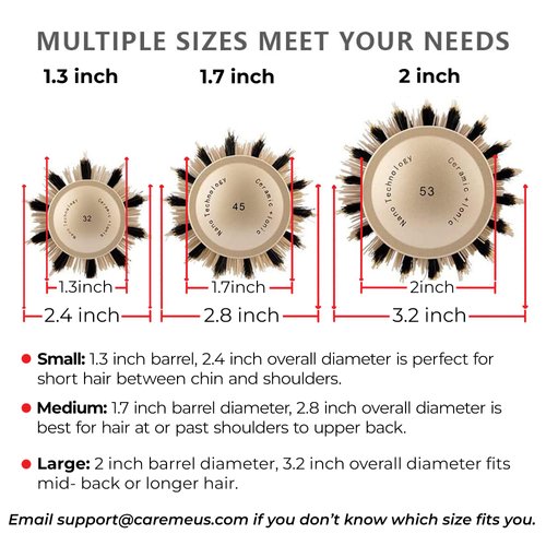 Boars Round Brush for Blow Drying, Straightening, Styling, Curling Shoulder Length Hair, Medium Ceramic Vented Roller (1.7" Barrel, 2.8" with Bristles)