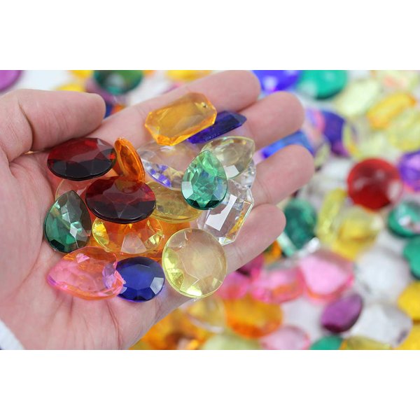 Allstarco Over 150 PCS Assorted Pirate Treasure Gems 1LBS for Party & Games, Table Scatter, Vase Fillers, Wedding Decor Gemstones Favors