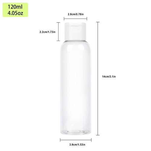 Trendbox 120ml/4oz Clear Plastic Empty Bottles with Flip Cap BPA-Free Travel Containers for Shampoo, Lotions, Liquid Body Soap and Massage Oils - 24 Pack