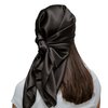 Mulberry Park Pure Silk 36" Square Head Scarf Bandana - For Healthier, Frizz-Free Hair While You Sleep - 19 Momme, Grade 6A Silk - Black