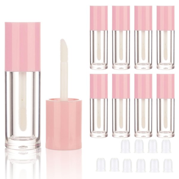 COSIDEA 10PCS Empty Pink Mini Lip Gloss Tubes 2.5ml 0.08 OZ lipgloss Tube with Wand Applicator for Lip oil tint bottles container