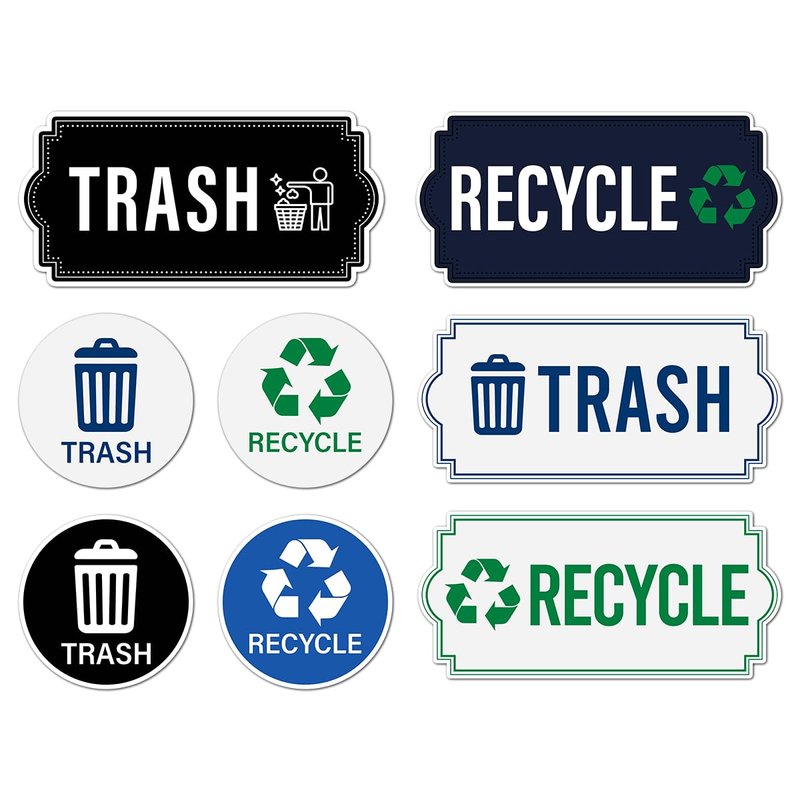 Pack 8 Pcs Trash and Recycle Sticker for Trash Can Garbage Containers ...