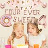 Four Ever Sweet Birthday Decorations, 4 Four Year Old Fourth 4th Birthday Decorations Girl Boy, Donut Birthday Party Decorations, Four Ever Sweet Backdrop Balloons,Donut Themed Birthday Party Supplies