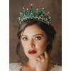 SWEETV Tiaras and Crowns for Women, Wedding Tiara for Bride, Rhinestone Queen Crown, Crystal Costume Hair Accessories for Birthday Prom Quinceanera Celebration,Green