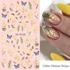 Flower Nail Art Stickers Decals 5D Flower Nail Stickers Floral Daisy Acrylic Embossed Nail Decals 6PCS Daisy Butterfly Floral Leaf White Spring Design Self-Adhesive Nail Sliders for Manicure Decor