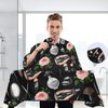 ALAZA Rose Flower Hairdresser Tools Print Black Waterproof Barber Cape for Men Women Beard Shaving Bib Apron Professional Hair Cutting Cloth, 65 x 55 inch