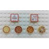 Set of 6 Custom Stickers Food Restaurant City Building Bricks Pizza Pie Toys Custom MOC Town Box Tiles 2x2x2 & Round 2x2 Great Gift idea for Kids Ages 4+ Plastic