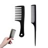 Mini Wide Tooth Comb,Rat Tail Comb,2PCS Hair Comb Set,Small Travel Purse Shower Hair Combs Detangling Comb Brush for Curlies Fine Tooth Comb Hair-Cutting Styling Comb for Women Men (Black)