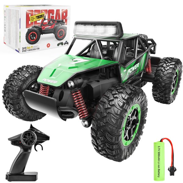 BEZGAR TB201 RC Cars-1:20 Scale Remote Control Car-2WD High Speed 20 Km/h Electric Toy Off Road Vehicle Monster Truck Crawler with LED Headlight and Rechargeable Battery for 4-7 Year Old Boys Girls