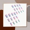 Press on Nails Medium Coffin Fake Nails with Glue Macaron Color Gradient Designs False Nails Glitter Full Cover Stick on Nails Reusable Acrylic Artificial Nails Glue on Nails for Women 24Pcs