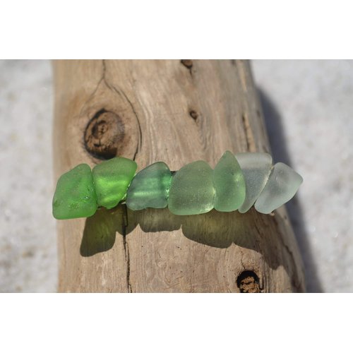 Pretty Shades of Genuine Green Sea Glass French Barrette Hair Clip