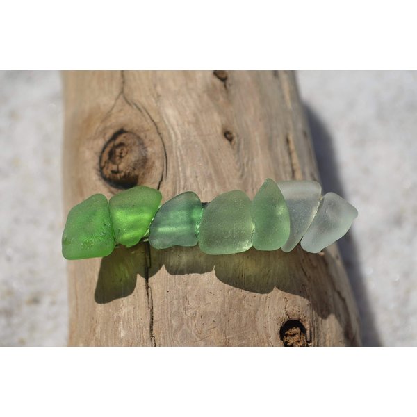 Pretty Shades of Genuine Green Sea Glass French Barrette Hair Clip