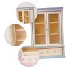 2 Pcs Dollhouse Bookshelf Cabinet Model Furniture Wooden Book Shelf Wood Storage Cabinet Dollhouse Cabinets 1 12 Scale Classic Wooden Mini Storage Display Cabinet Glass Beige