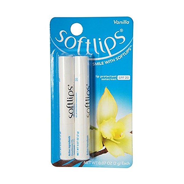 Softlips Lip Protectant/Sunscreen SPF 20, Value Pack, Vanilla 2 Each (Pack of 4)