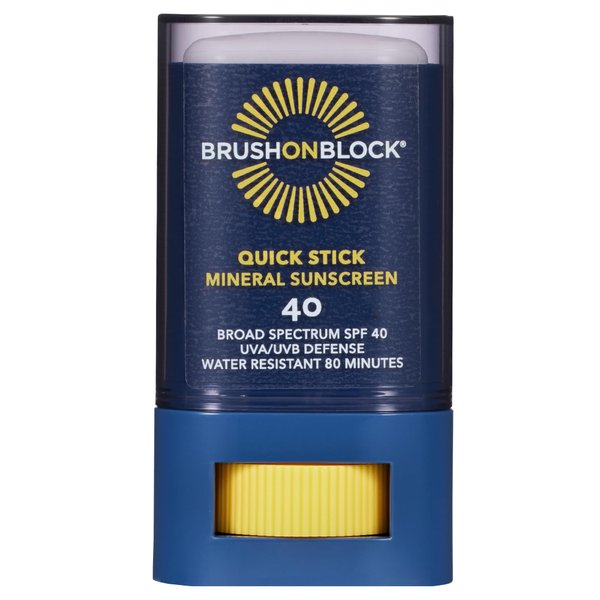 Brush On Block Quick Stick SPF 40, Mineral Sunscreen Stick, UVA/UVB Protection, Water Resistant, Hawaii Compliant, Reef Friendly, 0.63 oz