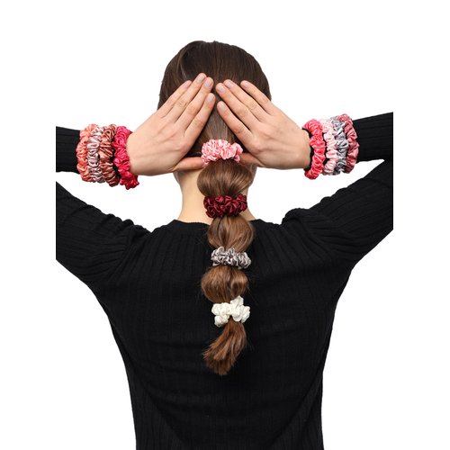 Radhu & Kabby Hair Scrunchie for Girls/Women | Silky Fabric Suits Every Hair type | Anti-hair breakage | Fancy & Stylish | Hair Ties for All Occasions | Multicolor | Pack of 12