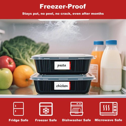 NATURALABEL 500 PCS Blank Removable Freezer Labels with Dispenser - 1" x 2" Food Labels for Meal Prep Containers & Pantry Organizers, Easy Peel-Off Design, No Residue