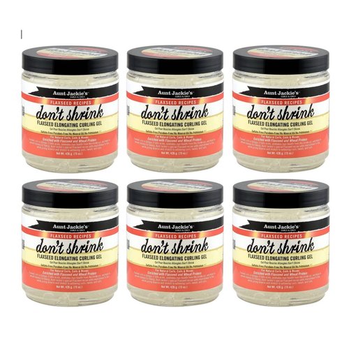 Flaxseed Curly Hair Gel - Elongating Custard Gel for Fine, Thick, Wavy, Curly & Kinky-Coily Natural hair – Curly Hair Gel to Prevent Dryness and Flaking – 15 Ounce (Pack of 6)