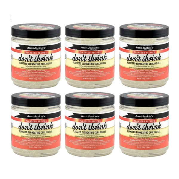 Flaxseed Curly Hair Gel - Elongating Custard Gel for Fine, Thick, Wavy, Curly & Kinky-Coily Natural hair – Curly Hair Gel to Prevent Dryness and Flaking – 15 Ounce (Pack of 6)