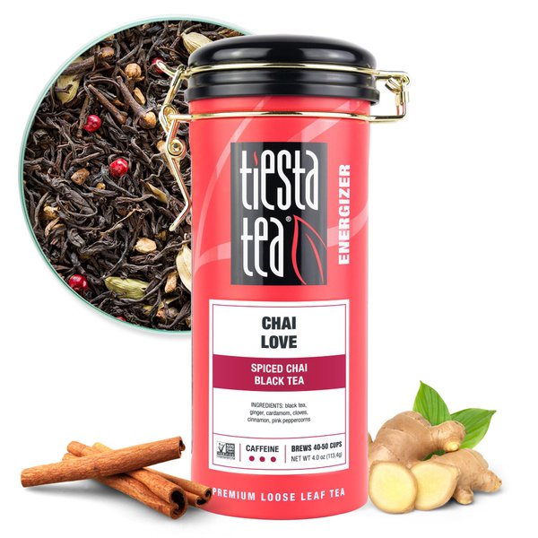 Tiesta Tea - Chai Love Tea | Spiced Chai Black Tea | Premium Loose Leaf Tea Blend | High Caffeinated Black Tea | Make Hot or Iced Tea & Brews Up to 50 Cups - 4 Ounce Refillable Tin