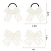 PLwelth Lace Bow Hair Clips Bow Hair Scrunchies for Women Girls Toddlers Cute Pearl Bow Hair Pins Non Slip Hair Barrettes for Long Short Thin Thick Hair Beige Wedding Party Accessories for Bridal