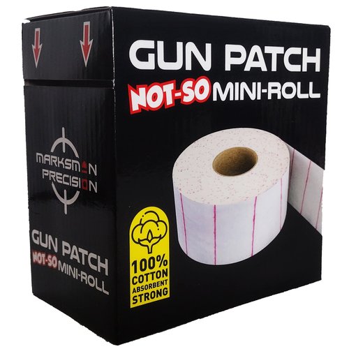 Marksman Precision GUN PATCH NOT-SO MINI-ROLL - Strong 100% Cotton Cloth - 3,200 Absorbent Patches - EZ Feed - Cut to Size - Clean Rifle Handgun Shotgun Black Powder Pistol Revolver - Shooting Hunting