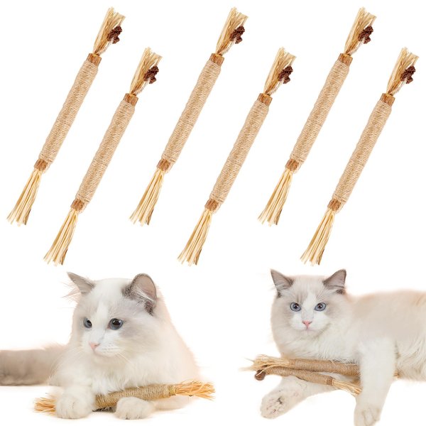 AOOTOOSPORT 6 Pack Silvervine Sticks for Cats Silvervine Cat Toys cat Teething Toys, Catnip Chew Sticks Edible Kitty Toys for Indoor Cats