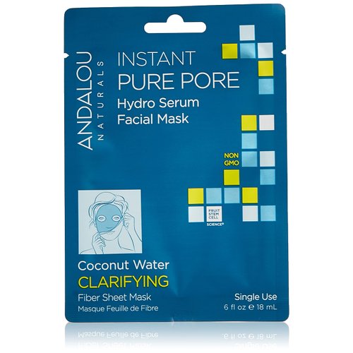 Andalou Naturals Coconut Water Instant Pure Pore Hydro Serum Facial Mask, Gluten Free, 0.6 Fluid Ounce (Pack Of 6)
