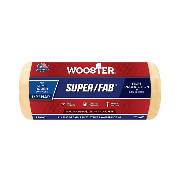 Wooster Brush R240-7 Super/Fab Roller Cover, 1/2-Inch Nap, 7-Inch
