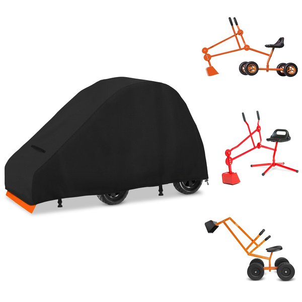 Roasivi Outdoor Sandbox Digger Excavator Toy Cover Children Digger Excavator Cover, Cover Only 47.2”L x 13.7”W x 25.6”H,Black