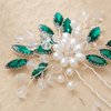 Bmirth Wedding Hair Comb Pearl Bride Headpieces Rhinestone Bridal Side Hair Accessories Crystal Hair Jewelry (Blue hair comb)
