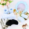 Ondder 10 Pcs Spa Headband and Wristband Set with Poder Puffs Spa Headband for Washing Face Makeup Headbands Blue Bubble Headband Skin Care Face Wash Sponge Puffy Head Bands Headband for Women Girls