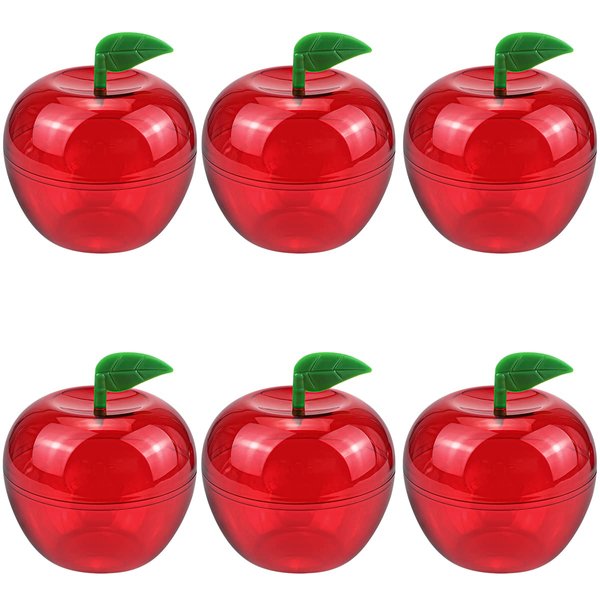 DOERDO 6pcs Plastic Bobbing Apples Filled Bobbing Apple Containers for Creative Party Favors and Festive Decorations, 3.9"x3.5"