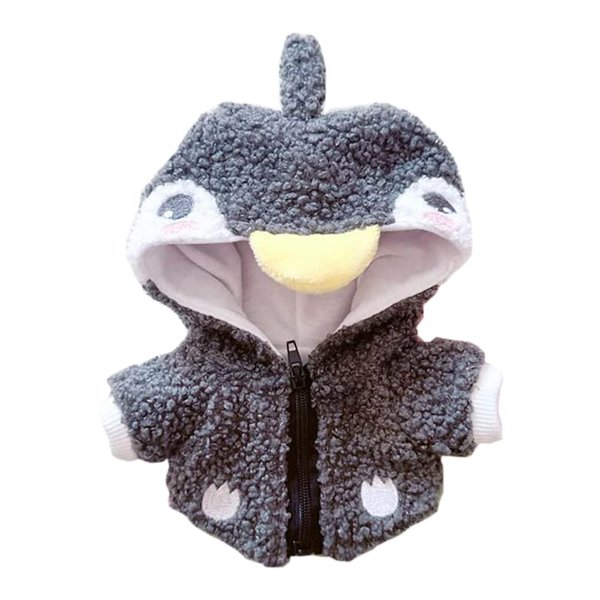 niannyyhouse 20cm Plushie Doll Clothes Penguin Jacket Hoodie 8in Doll Accessories (Grey)