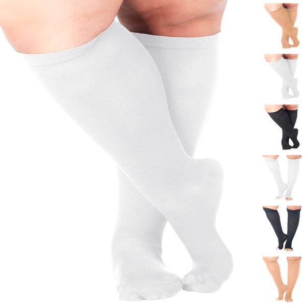 ABSOLUTE SUPPORT Made in USA - T.E.D. Anti Embolism Compression Socks for Women and Men 15-20mmHg - Knee High Compression Stockings for Embolism Relief - White, Small - A401WH1