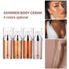 RoseFlower 4 Colors Shimmer Body Oil, Highlighting Liquid illuminate Glow Oil Body Luminizer, Natural Moisturizing, Texture Smooth, Face Serum and Body Moisturizer for Dry Skin (004)