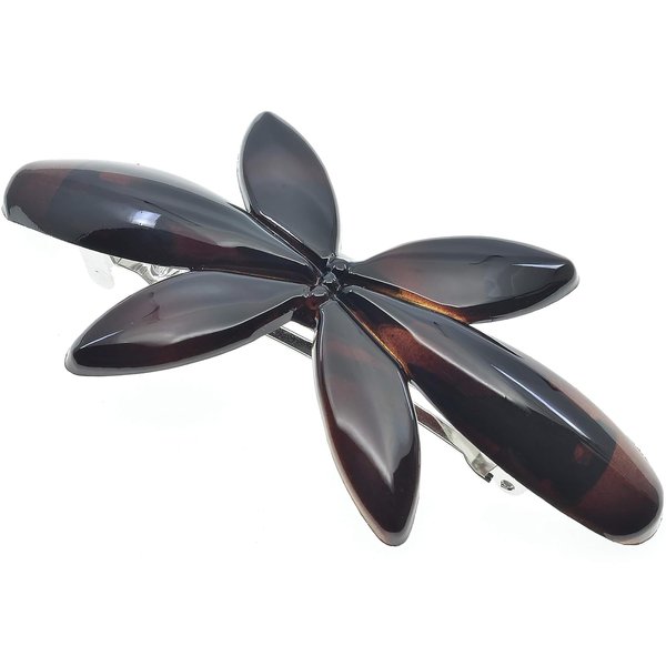 Camila Paris CP2426 French Hair Barrette Clip for Girls Flower, Tortoise, Automatic Clasp Strong Hold Grip Hair Clips for Women, No Slip and Durable Styling Girls Hair Accessories, Made in France