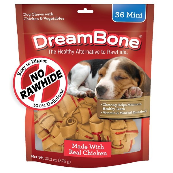 DreamBone Mnii Chews, Made with Real Vegetable & Chicken Dog Chews, Rawhide Free, 36 Count