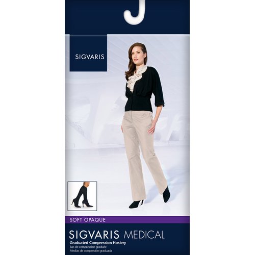SIGVARIS SOFT OPAQUE 840 Women's Closed Toe Calf Compression Socks 15-20mmHg