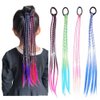 Hair Pieces Twist Braid,4 PCS Kids Hair Extensions for Girls Coloured Hair Pieces Braided Hair Tie Band Hair Extension Accessories Braided Synthetic Hairpieces for Kids and Women (Style 1)