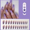 French Press on Nails Long Coffin Fake Nails Full Cover False Nails with gradient Design Acrylic Nails for Women and Girls 24Pcs (lavender)