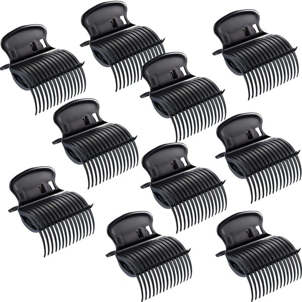 10 Pieces Hot Roller Clips Hair Curler Claw Clips Replacement Roller Clips for Women Girls Hair Section Styling (Black)