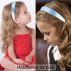 Atoden Satin Headbands for Women Girls Light Blue Headband 1.18 Inch Wide Thin Hard Headbands Non Slip Ribbon Hair Bands Plain Headbands for Crafts DIY Costume Holiday Christmas Gifts
