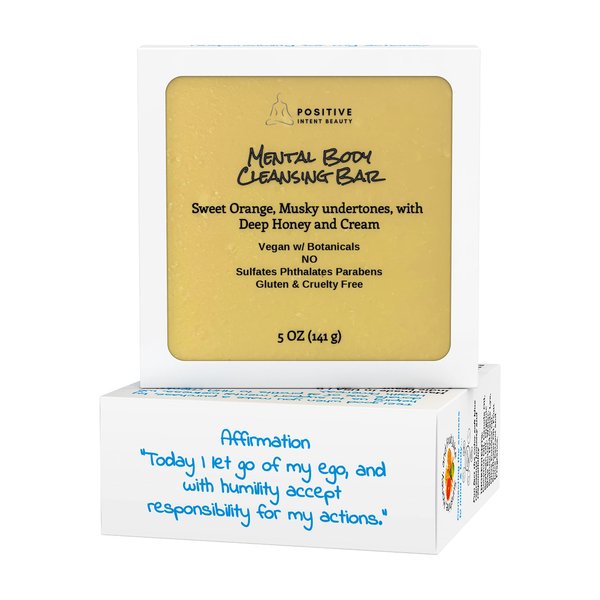 Positive Intent Gentle for Sensitive Skin, Natural Artisan Vegan Soap Bar w/Affirmation Card for Face, Hands, Yoni and Body with Essential Oils, Mothers Day Gift 5oz
