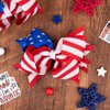 Whaline Jumbo 4th of July Bow Hair Clips 5.9inch American Flag Barrette Hair Bow Patriotic Stars and Stripes Hairgrips Baby Girls Women Hair Accessories for Independence Day Memorial Day, 2Pcs